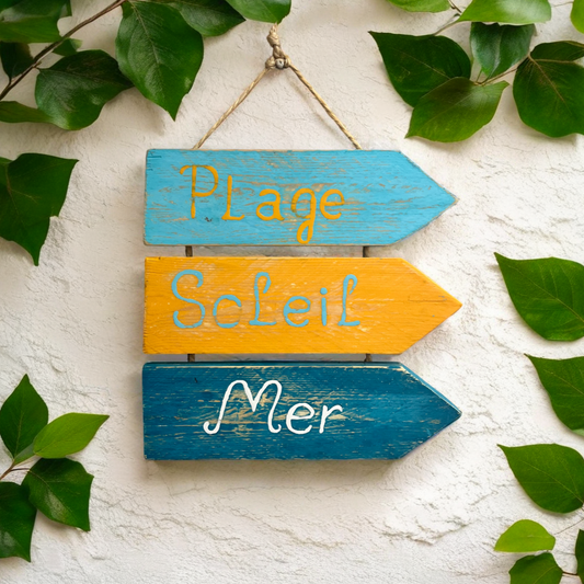Panneau Déco "Plage, Soleil, Mer"